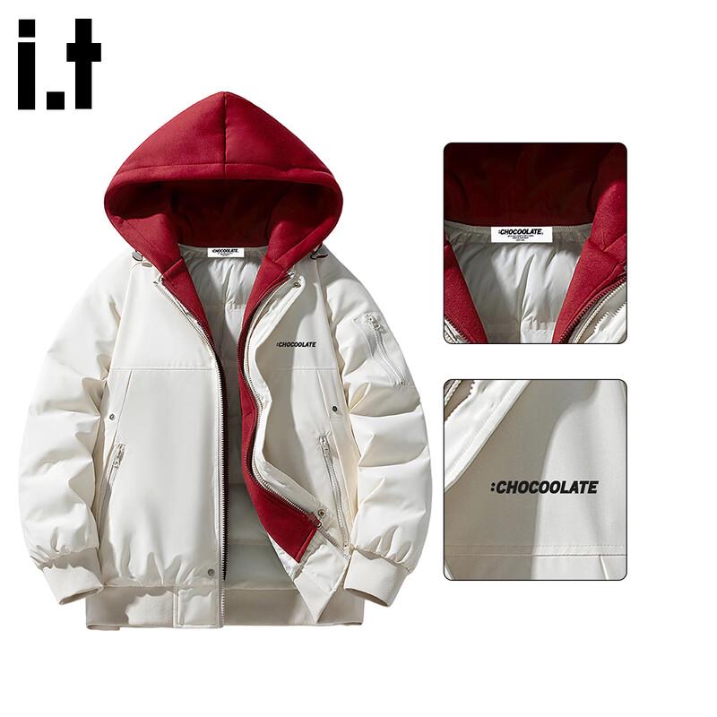 

CHOCOOLATE Men s Faux Two-Piece Hooded Padded Jacket 2XL