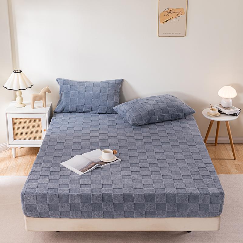 2024 New Class A Solid Color Tafu Fleece Mattress Winter Thickened Warm Milk Fleece All-inclusive Mattress Dust Cover