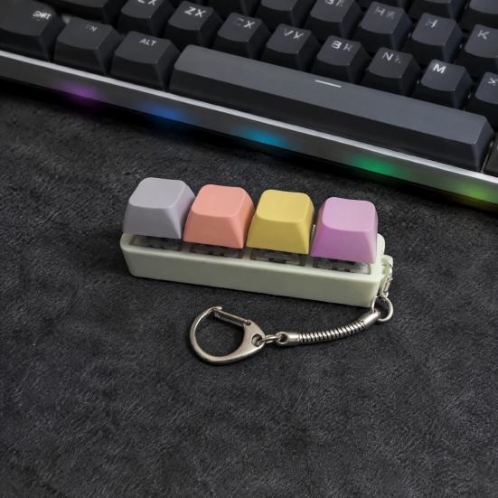 Anxiety Relief Finger Toy 3/4-Keys Keyboard Fidget Toy Stress Push Button Mini Keychain Clicker Keychain Pocket Size Mechanical Office Buster