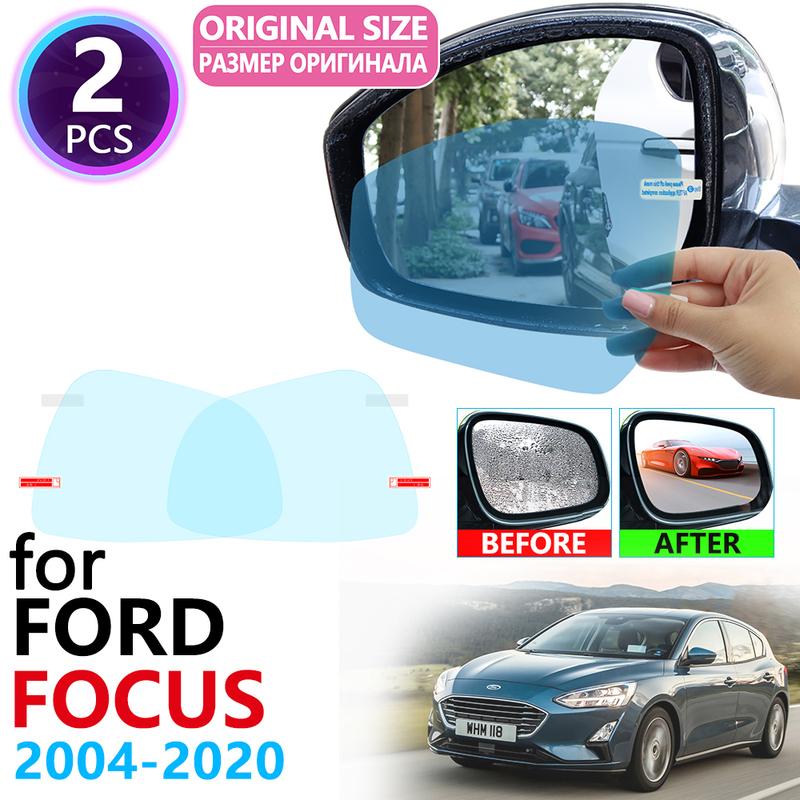 for Ford Focus 2 3 4 2004~ Full Cover Rearview Mirror Anti Fog Film Accessories MK2 MK3 MK4 ST 2008 2012 2014 2016 2018