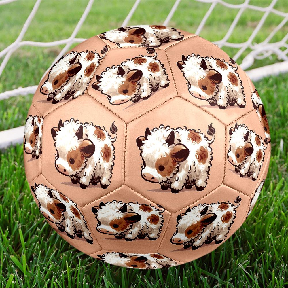 1pc Fluffy Cow Illustration Size 5 Soccer Ball Professional Match Training Football Indoor &Outdoor Sports Ball Lightweight Durable c6598