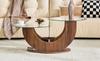 Modern Coffee Table, 2 Tempered Glass Tops, MDF Frame with Storage, Glass Coffee Table for Living Room, Walnut Look
