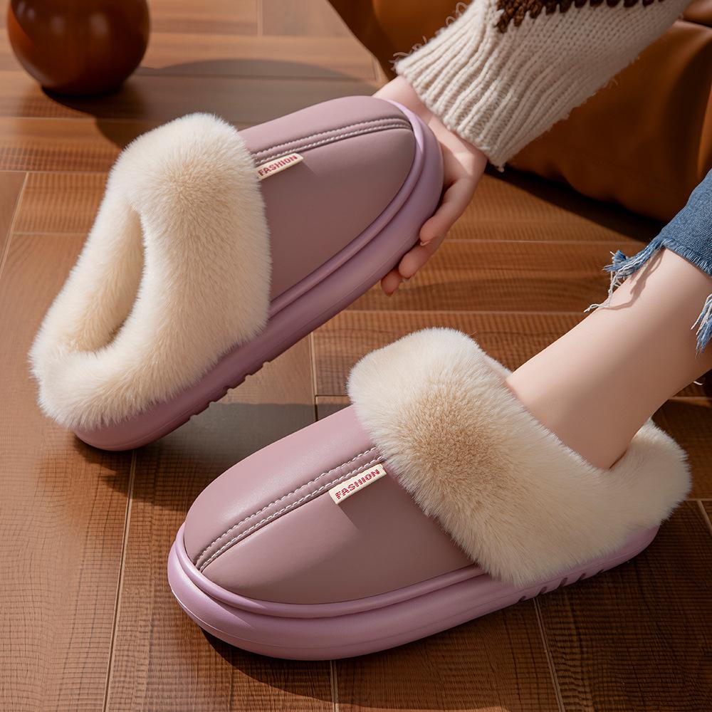 2025 waterproof cotton slippers autumn and winter warm velvet couple home warm waterproof slippers winter