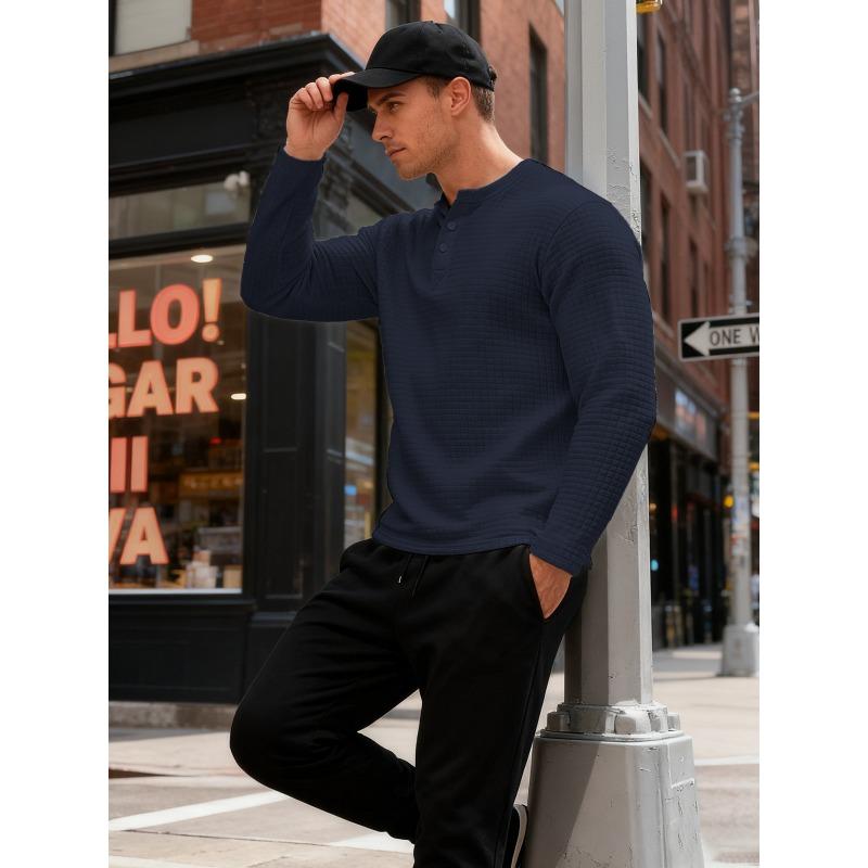 American Style Mens Long Sleeve Hoodless Jacquard Slim Fit Vintage Sweatshirt