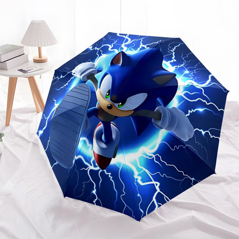 1pc Sonic Lightning Hedgehog Automatic Opening and Closing Folding - A Good Choice for Gifts, Fashionable and Convenient Umbrella With Cute Cartoon Ch