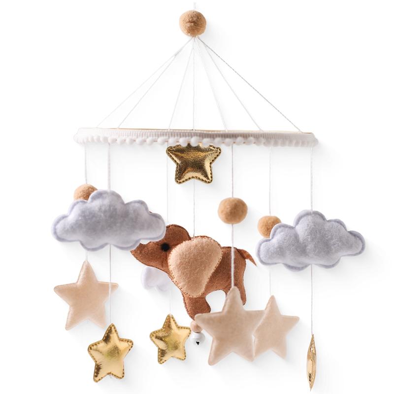 Mobile per culla con campanelli musicali, sonagli, giocattoli in feltro morbido, animali dei cartoni animati, per neonati, Mobili per asilo, Animali del bosco, Giocattoli per culla
