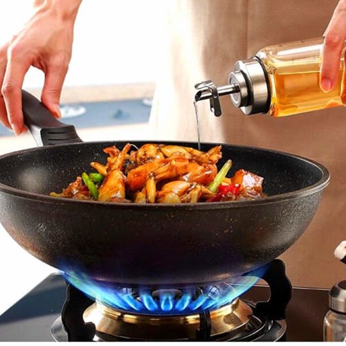 Leak-proof, dust-proof glass oil bottle, oil pot, soy sauce bottle, and vinegar bottle for home kitchen use, 500ml