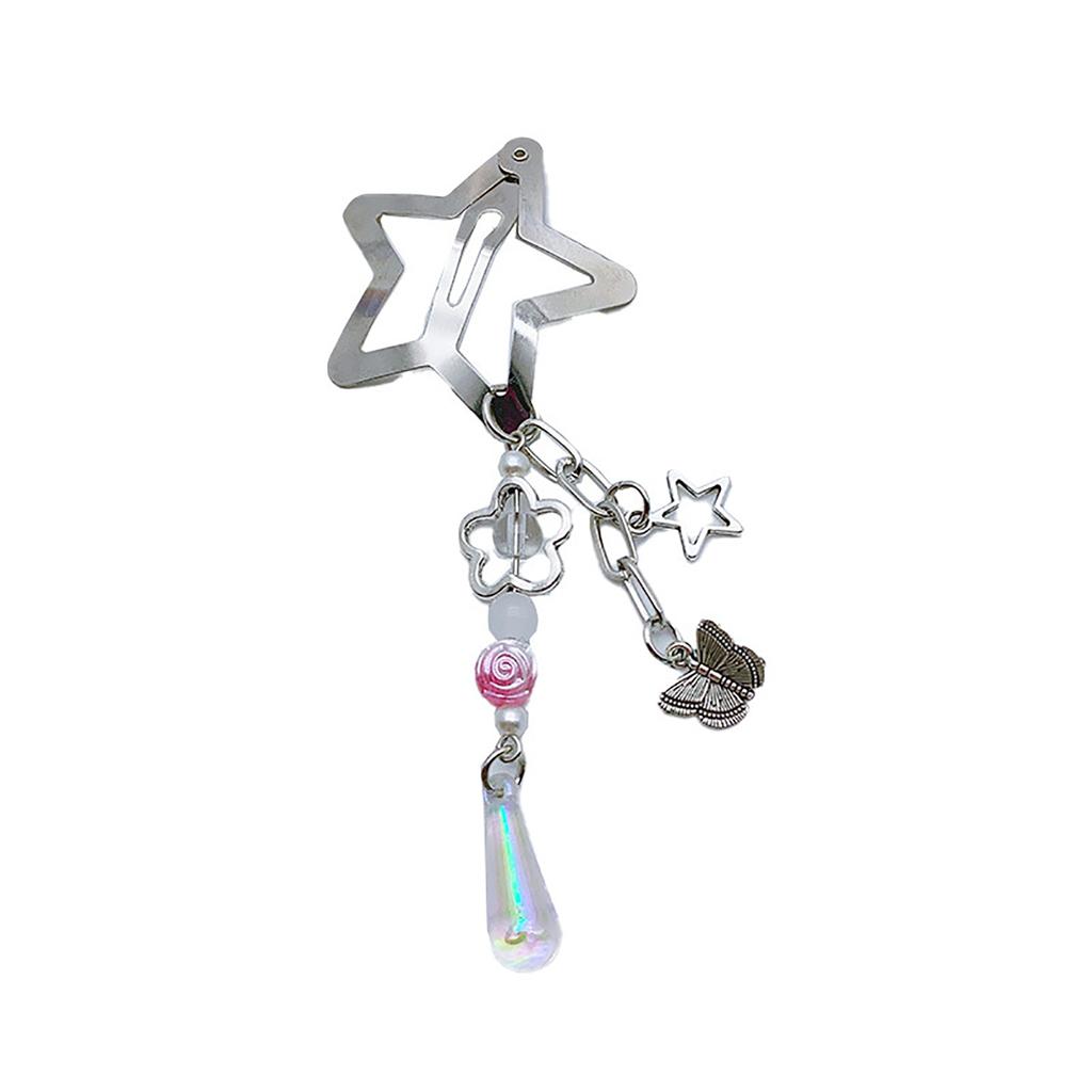 Fringed Butterfly Hair Clip for Girl Y2K Alloy Star Hairclip BobbyPin Duckbill Clip Hair Barrettes for Women Side Bangs