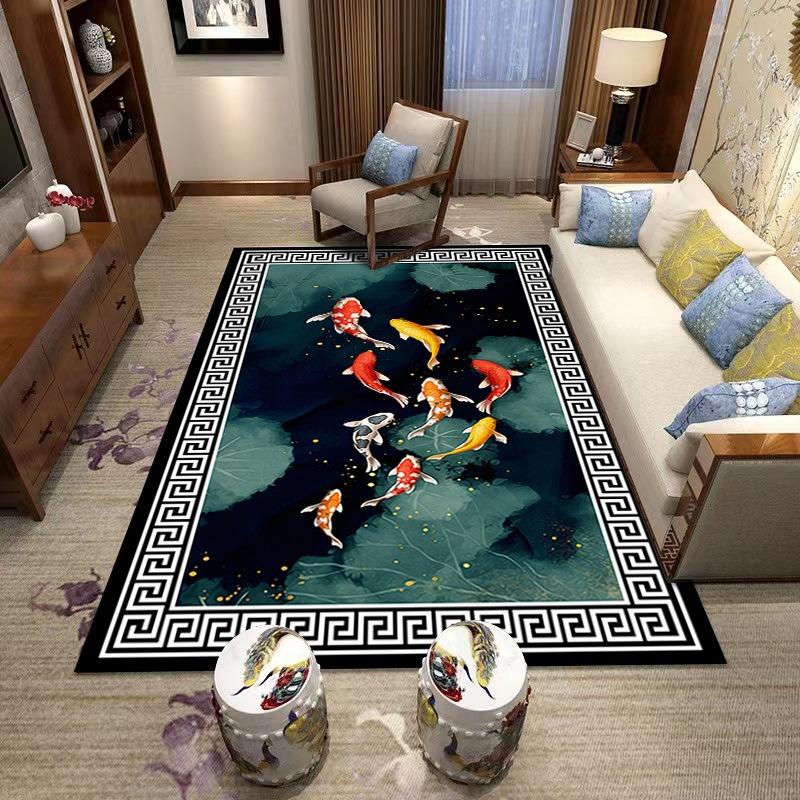 Klassischer nordischer Stil Druck Großer Teppich Weicher Wohnzimmerteppich Verschleißfeste Fußmatte Sofa Schlafzimmer Zuhause Leicht zu reinigen Dekor