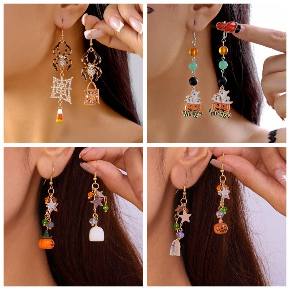 Trick or Treat Pumpkin Ear Studs Ghost Spider Dangle Earrings Halloween Earrings All Saints' Day