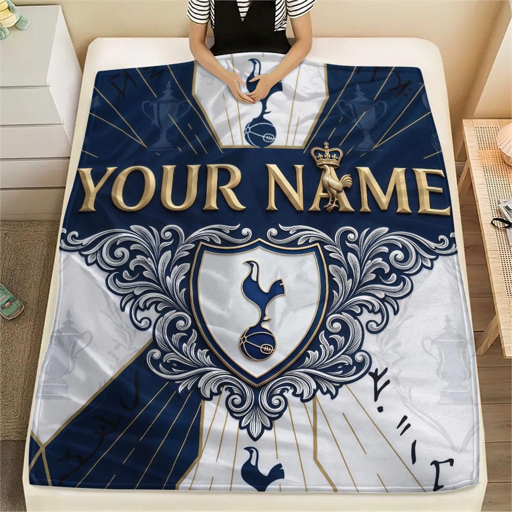 Custom Name,Tottenham Hotspur FC Printed Flannel Blanket, Soft Throw for Bedroom Sofa, Washable, Christmas Present, Great Gift.
