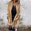 2026 Women's Casual Knit Plush Tassel Shawl Coat