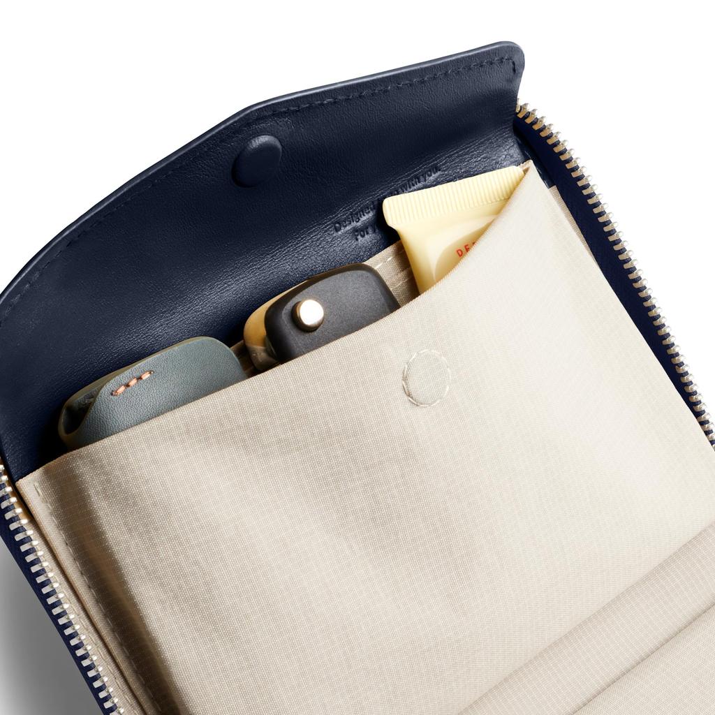 Bellroy Folio Wallet, a compact bifold leather wallet and clutch bag that holds cards, bills, coins, and everyday essentials - Navy