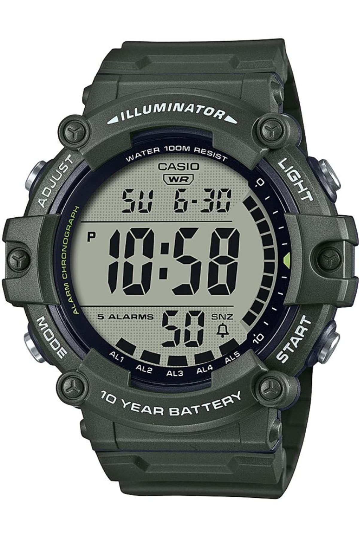 Casio Uni 54mm Youth Black Dial Resin Digital Watch Strap - AE-1500WHX-3AVDF, Black, чёрный