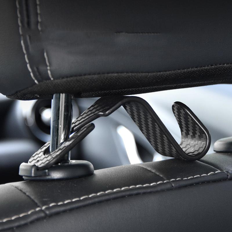 4Pcs Car Seat Headrest Hook for Auto Hidden Hook Back Seat Organizer Hanger Storage Holder Car Carbon Fiber Hooks for Purse Bags