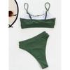 2024 Summer Women's Bikini Triangle Sexy Solid Two Piece Bathing Suit High Waist Bikini Beach Swimsuit for Women