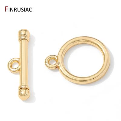 14/18K Gold Plated Brass Round OT Clasp Toggle Clasps For Jewelry Making,Connectors Hooks For DIY Handmade Crafts Accessories