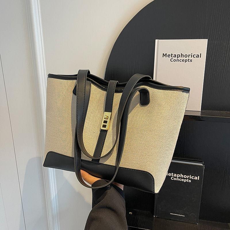 

Сумка женская сумка новая сумка-тоут зарубежный стиль большая сумка с высоким темпераментом универсальная простая холщовая сумка-ведро чёрный