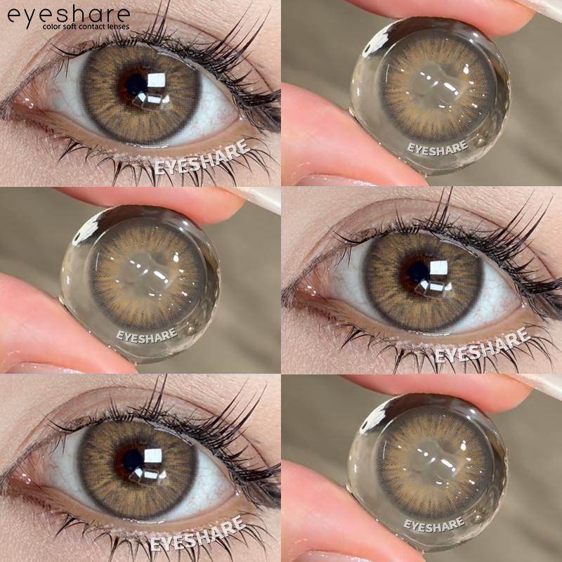 EYESHARE 1Pair Color Contact Lenses for Eyes Natural Brown Yearly Use Lenses Gray Multicolored Contact Lens Gray Pupils Lens
