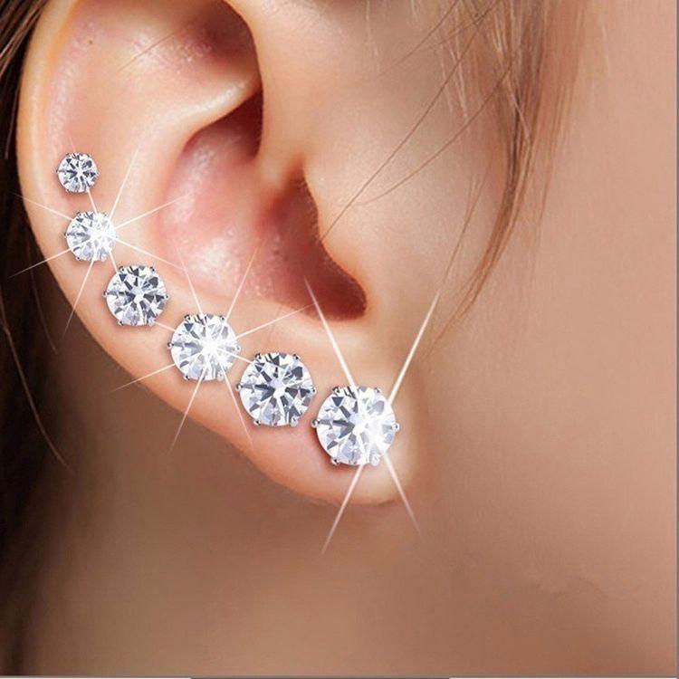 Set 6 Paia Orecchini Uomo E Donna – Acciaio Inossidabile Con Zirconi, Misure 3-8 Mm, Ipoallergenici, Regalo