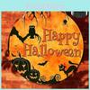 Modern Minimalist Wooden Halloween Door Sign With Creative Round Design For Home Decoration