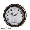 12 Inch Outdoor Waterproof Wall Clock Creative Retro Garden Courtyard Decorative Clock Living Room Bedroom Quartz Wall Watch
