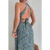 Zebra Patterned Strappy Deep Slit Wrapped Summer Dress