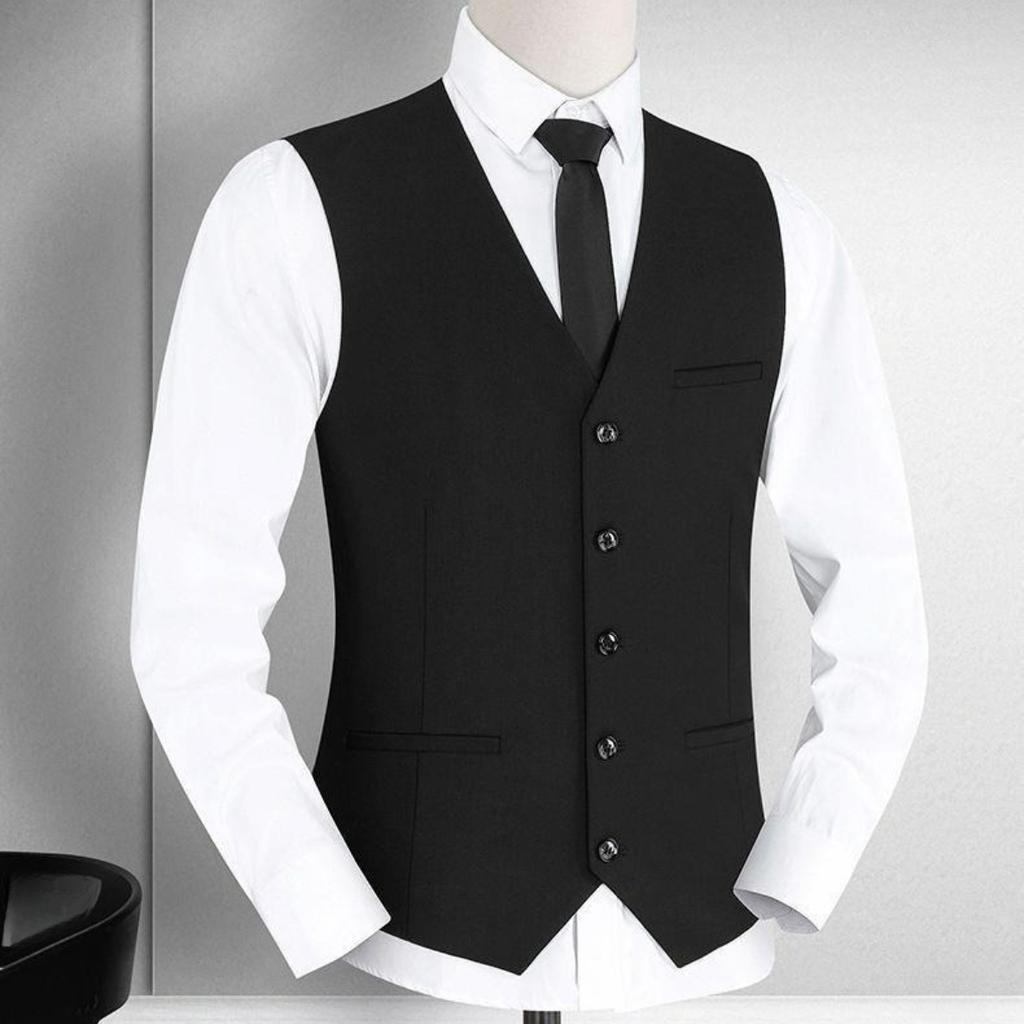 Vest Waistcoat Men's Brand Slim-Fit V Neck Dress Vests Mens Formal Business