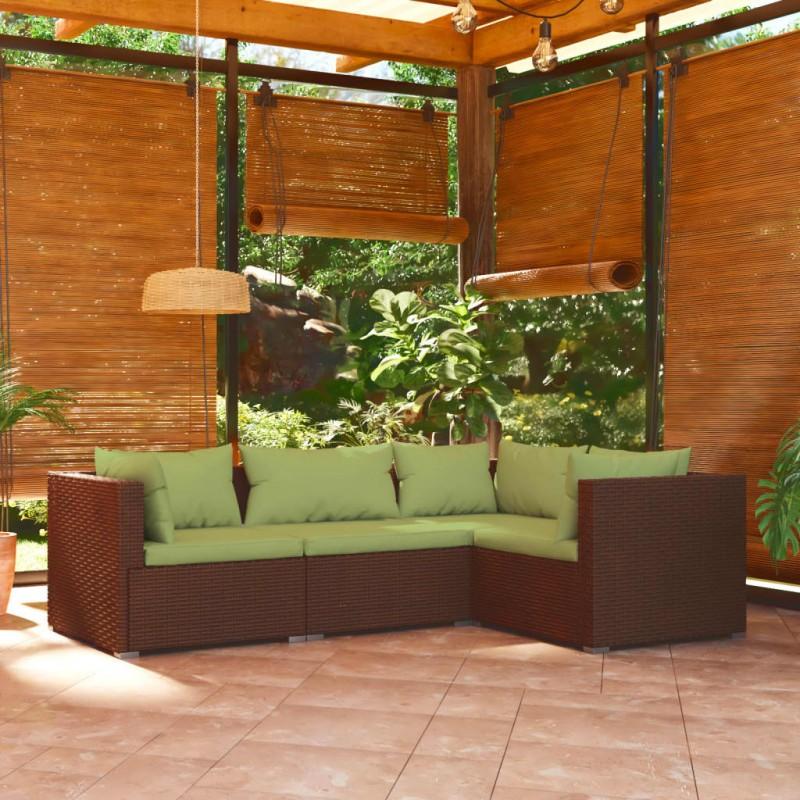 Day and Night - Day and Night 4-piece Garden Furniture Set and Brown Synthetic Rattan Cushions