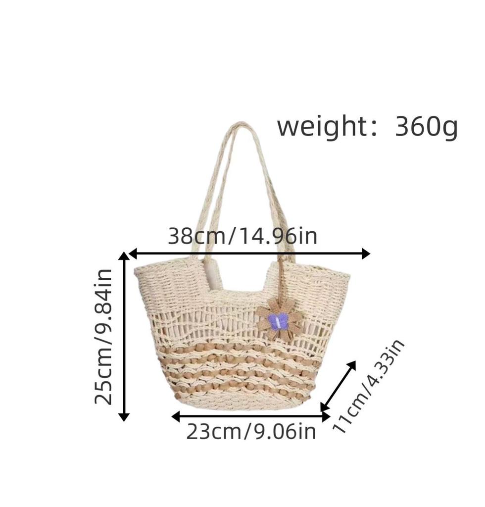 New Summer Straw Woven Bag for Women Fashion All-match Casual Shoulder Bag Forest Style Handmade Bag Large Capacity Beach Bag
