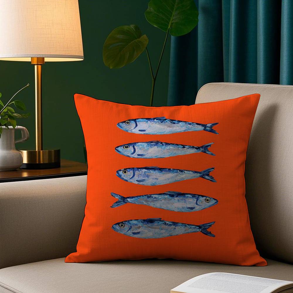 Sardines Art Pillow Case Short Plush Print Cushion Cover Square Throw Pillow Covers Sofa Home Decor