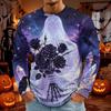 Men's Halloween Print Long Sleeve Neck T-Shirt for Holiday Party