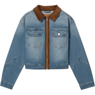 Levis Comfortable Simple Spliced Zipper Long Sleeve Denim Jacket Women Jackets 0052J-0000