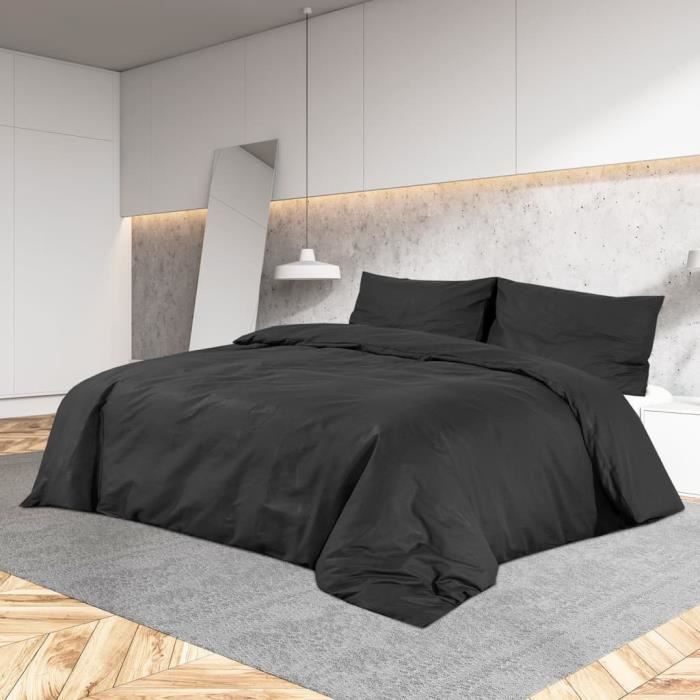 VidaXL Duvet Cover Set Black 200x220 Cm Cotton136121