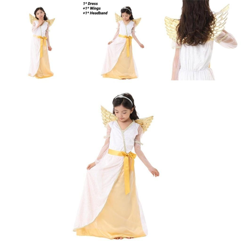 Princess Dress For Girls Elegant White Angel Costume For Children's Performances