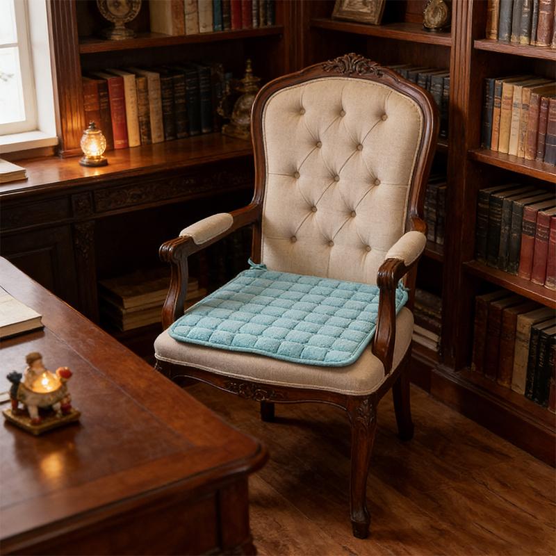 40cm Seat Cushion Comfortable Fleece Design Lightweight Home Decor All-Season With Fixing Straps Solid Color Multiple Colors