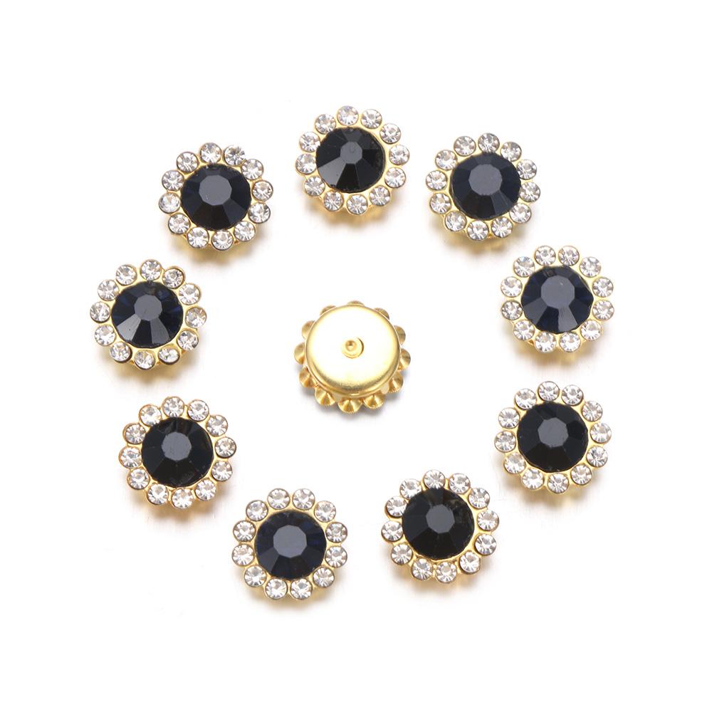 10PCS Apparel Sewing Sparkling Flower-shaped Clothes Decoration Crystal Glass Stone Rhinestone Buttons