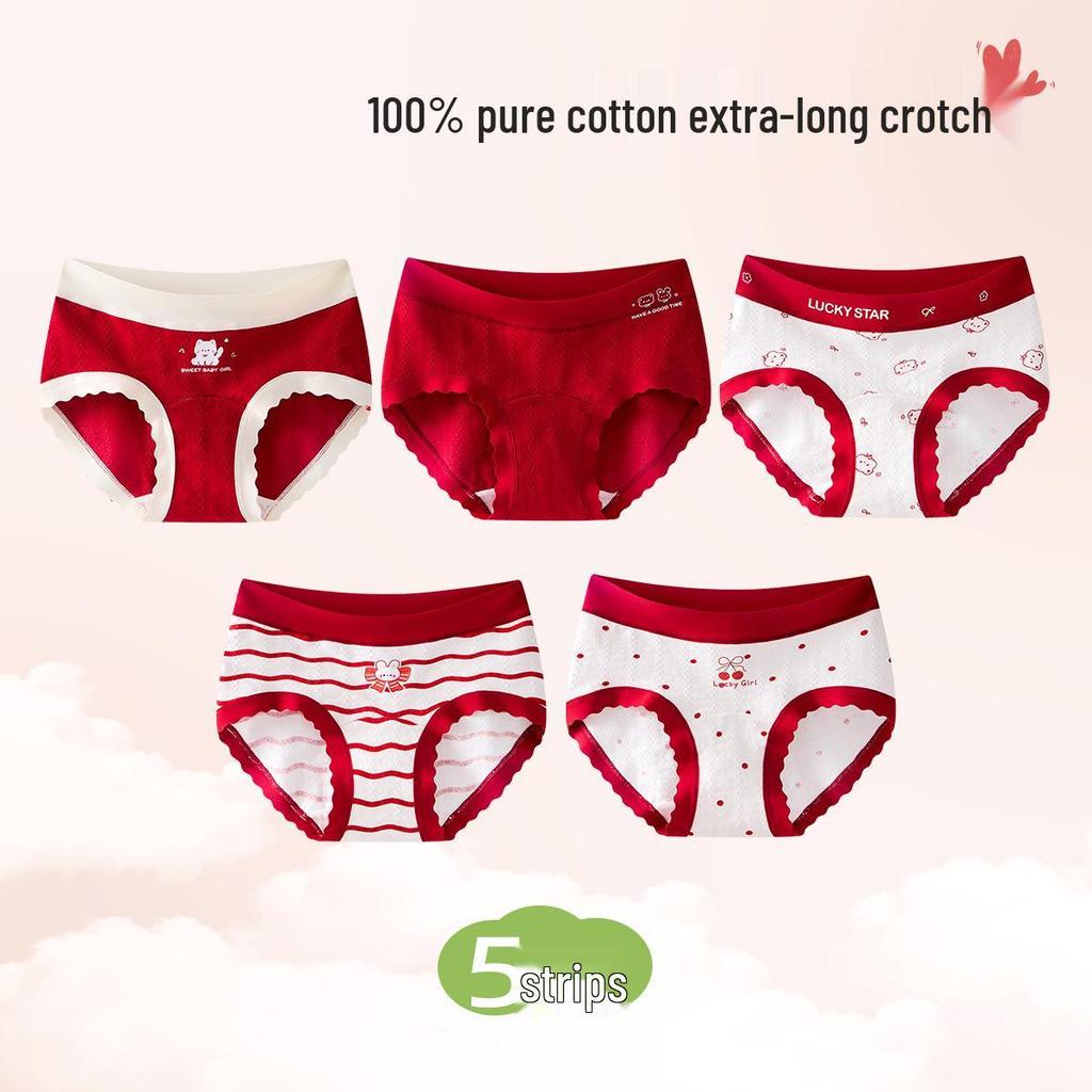 Culottes en Coton Pur pour Filles Année du Cheval – Rouge, Classe A, Coupe Douce, Ne Pince Pas