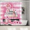 Fashion Luxury Girly Shower Curtain Pink Floral Shower Curtains Perfume Waterproof Polyester Fabric Shower Curtains for Bathroom Decor with 12 Hooks,