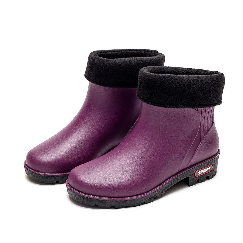 Women's Waterproof Warm Velvet Rain Boots - Stylish, Non-Slip, Wear-Resistant Rubber Shoes