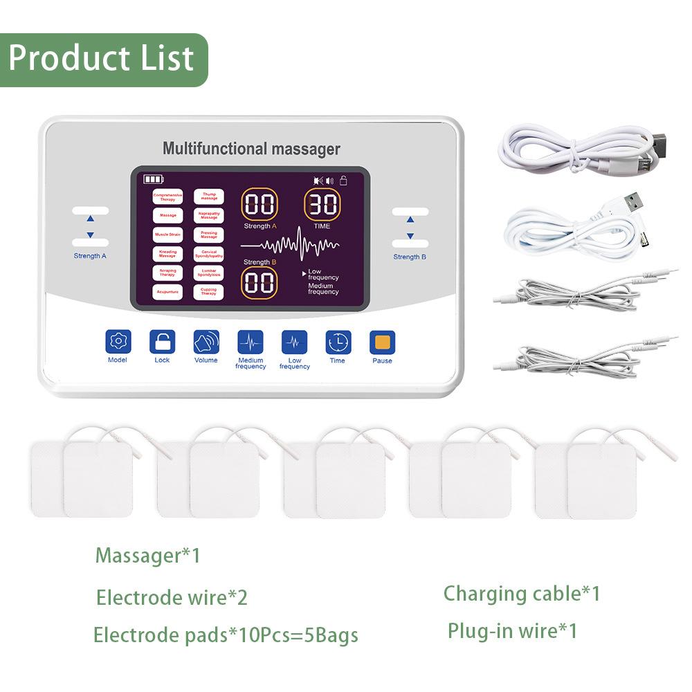 TENS Low Frequency Pulse Physiotherapy Apparatus Micro Current Instrument Dual Output Meridian Multifunctional Massage Device