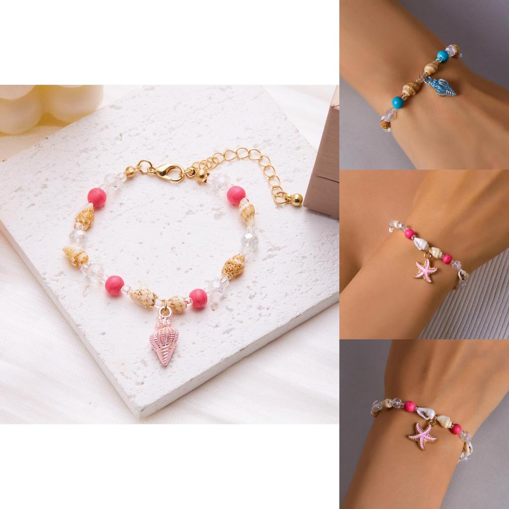 Natural Shell Beaded Bracelet With Star Shape For Summer Vacation Gift For Women And Men
