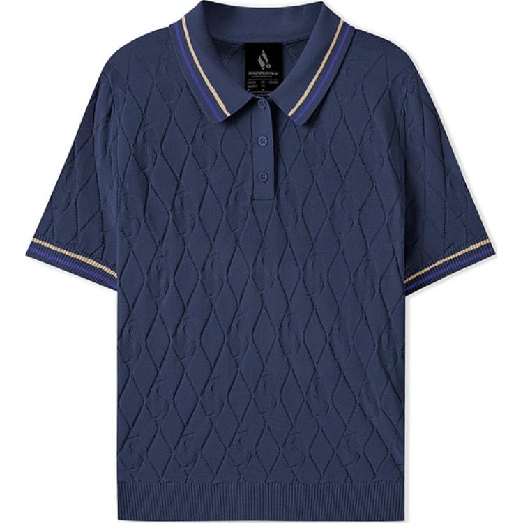 Skechers Fashionable Breathable Short Sleeve Polo Shirt Women tops Medieval-Blue L225W051-007D 1