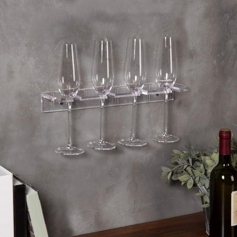2Pcs Clear Acrylic Wine Glass Holder Wall Mounted Stemware Hangings Rack Glassware Holder Rack Wine Glass Rack Gifts
