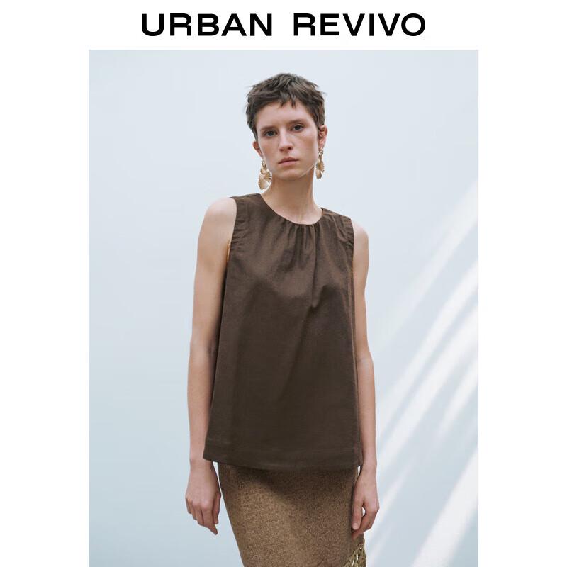 UR Женская модная повседневная безрукавная льняная блузка XS