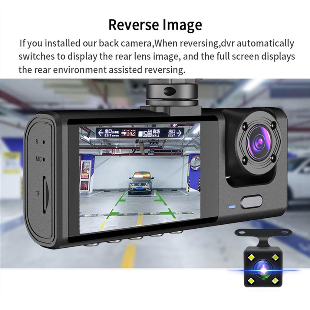 Dash Cam Front Rear Inside Cameras,Loop Recording,Real Images,Security,3-Channels,Clear Capture,NightVision,High Resolution,Wide-Angle Lens