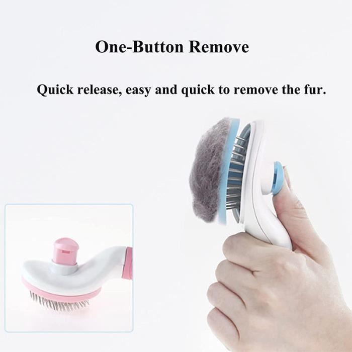 Brosse de Toilettage - LEOCLOTHO - Autonettoyante - Pour Chien et Chat - Poils Longs et Courts - Bleu et Blanc