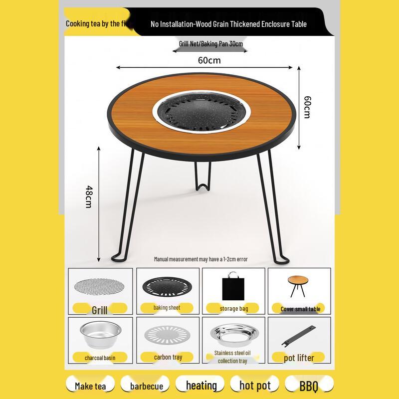 ZISIZ Portable Folding BBQ Grill & Tea Table