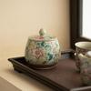 Chinese Ceramic Tea Caddy Colorful Flower Candy Jar Home Portable Coffee Beans Nut Medicinal Materials Storage Box Home Ornament
