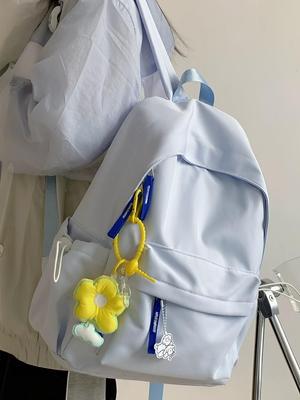 Japanese Soft Girl Backpack - Korean Style, Solid Color, Versatile for Junior & High School Students